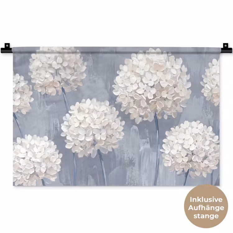 Bloemen - Illustratie - Blauw Wandkleed katoen klein -t3d_DE