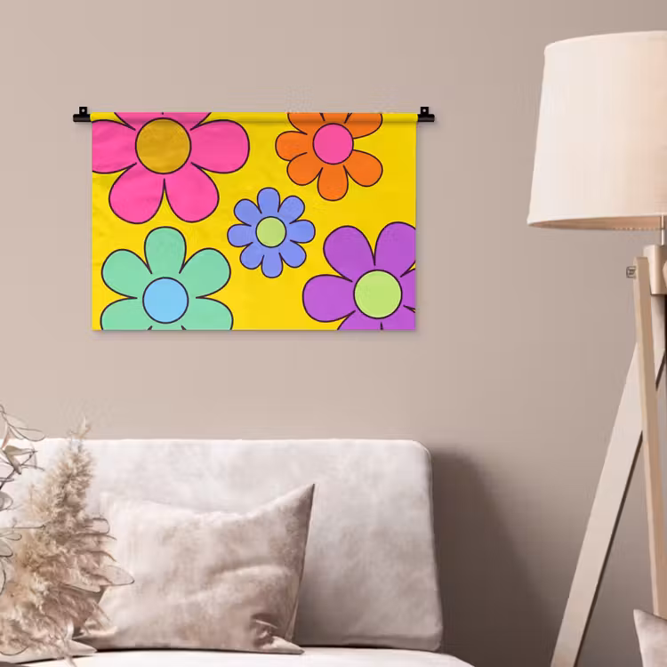 Bloemen - Illustratie - Kleurrijk Wandkleed katoen klein -sfeer4