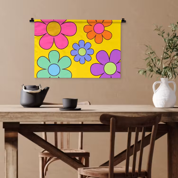 Bloemen - Illustratie - Kleurrijk Wandkleed katoen klein -sfeer6