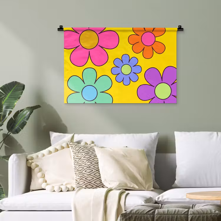 Bloemen - Illustratie - Kleurrijk Wandkleed katoen klein -sfeer7