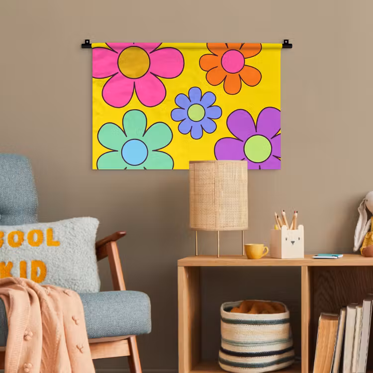 Bloemen - Illustratie - Kleurrijk Wandkleed katoen klein -wsfeer4_kind
