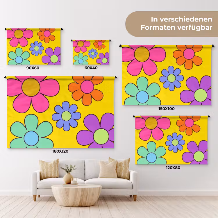 Bloemen - Illustratie - Kleurrijk Wandkleed katoen klein -tsfeer8_DE