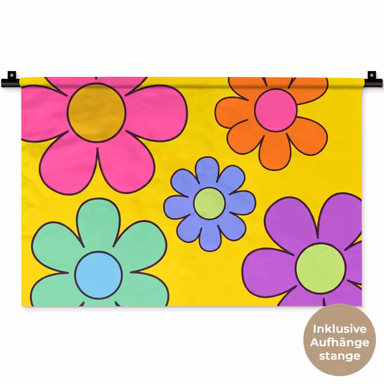 Bloemen - Illustratie - Kleurrijk Wandkleed katoen klein -t3d_DE