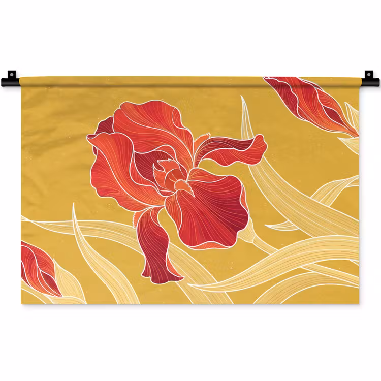 Wandteppich - Blumen – Illustration – Rot - Bloemen - Illustratie - Rood Wandkleed katoen klein