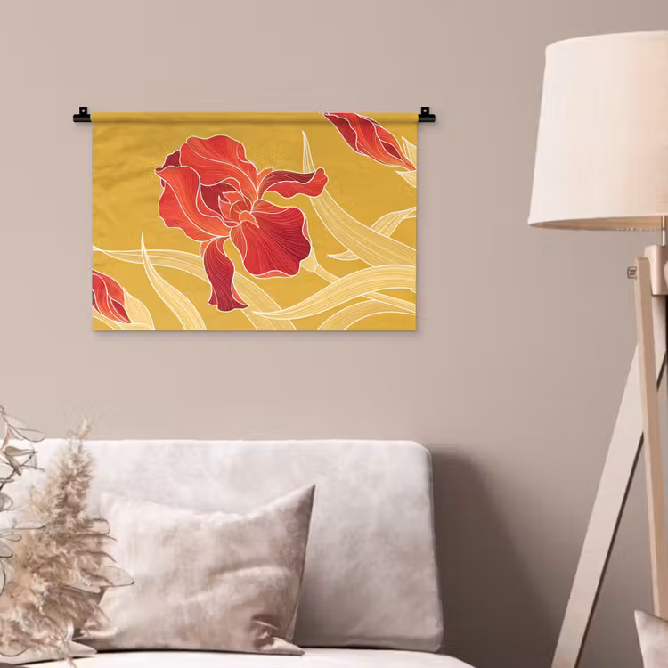 Wandteppich - Blumen – Illustration – Rot - Bloemen - Illustratie - Rood Wandkleed katoen klein