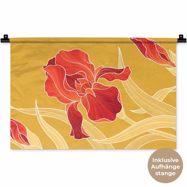 Wandteppich - Blumen – Illustration – Rot - Bloemen - Illustratie - Rood Wandkleed katoen klein