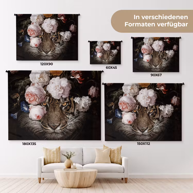 Bloemen - Jan Davidsz de Heem - Tijger - Schilderij - Stilleven - Oude meesters Wandkleed katoen klein -tsfeer8_DE
