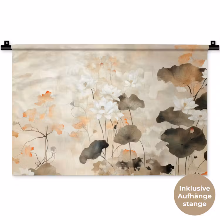 Bloemen - Japandi - Wabi sabi Wandkleed katoen klein -t3d_DE