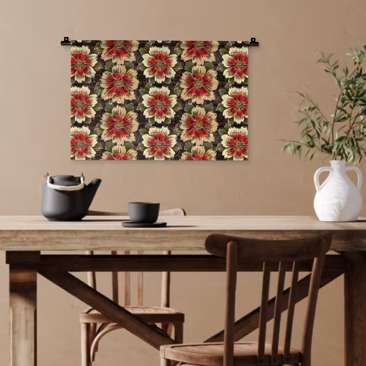 Bloemen - Klassiek - Patroon - Rood Wandkleed katoen klein 269 -sfeer6