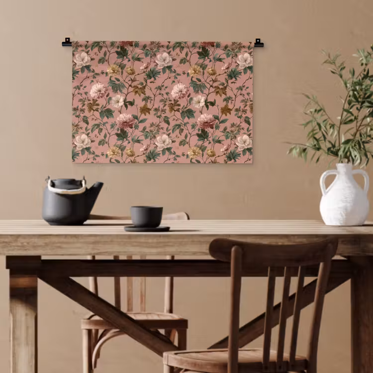 Bloemen - Klassiek - Roze Wandkleed katoen klein 269 -sfeer6