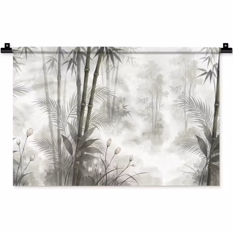 Bloemen - Knop - Tuin - Illustratie - Wit Wandkleed katoen klein -zz3d
