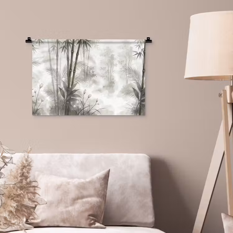 Bloemen - Knop - Tuin - Illustratie - Wit Wandkleed katoen klein -sfeer4