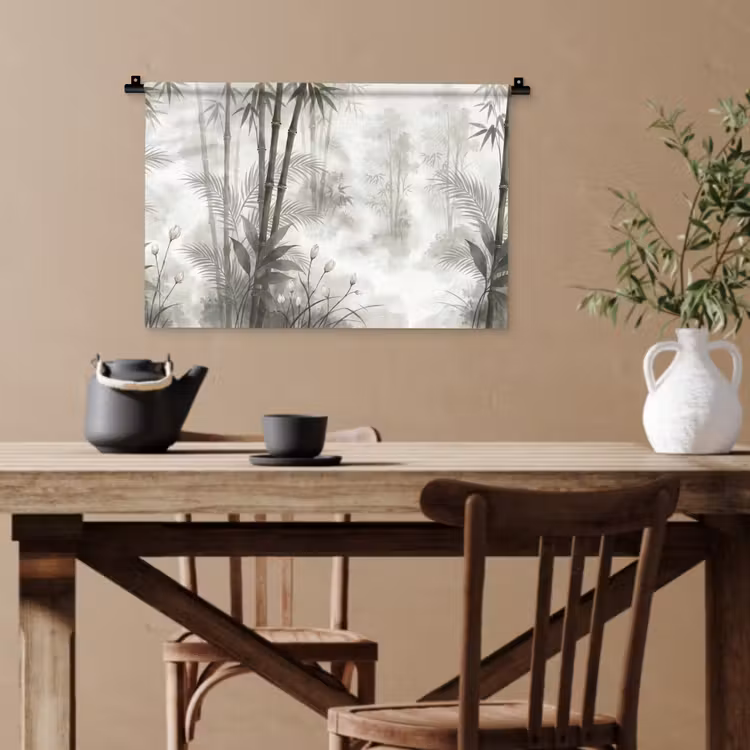 Bloemen - Knop - Tuin - Illustratie - Wit Wandkleed katoen klein -sfeer6