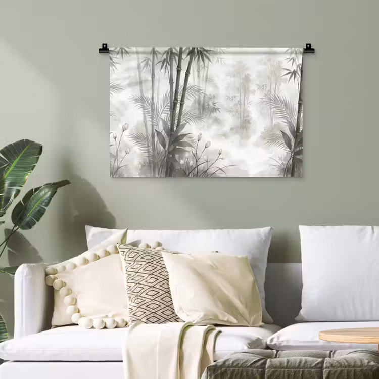 Bloemen - Knop - Tuin - Illustratie - Wit Wandkleed katoen klein -sfeer7