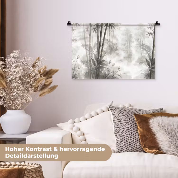 Bloemen - Knop - Tuin - Illustratie - Wit Wandkleed katoen klein -tsfeer1_DE