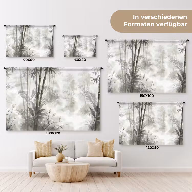 Bloemen - Knop - Tuin - Illustratie - Wit Wandkleed katoen klein -tsfeer8_DE