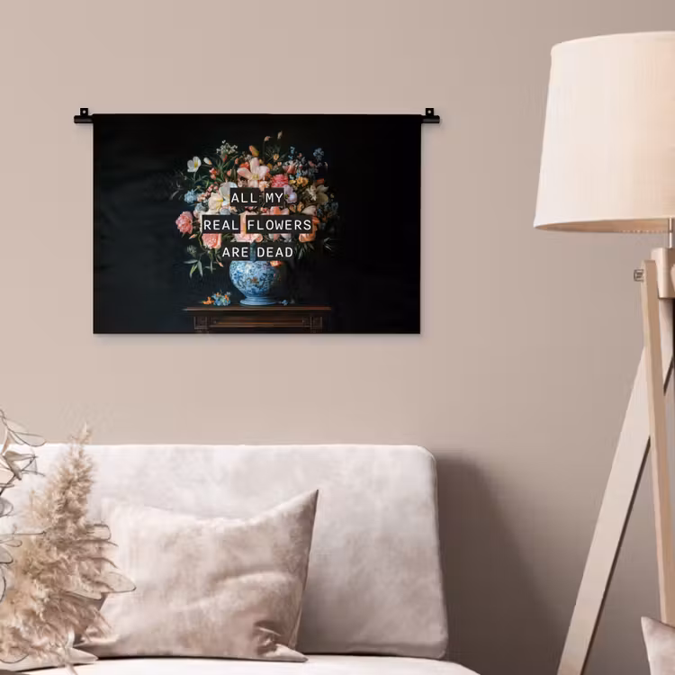Bloemen - Art - Pastel - Quotes Wandkleed katoen klein -sfeer4