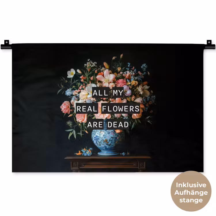 Bloemen - Art - Pastel - Quotes Wandkleed katoen klein -t3d_DE