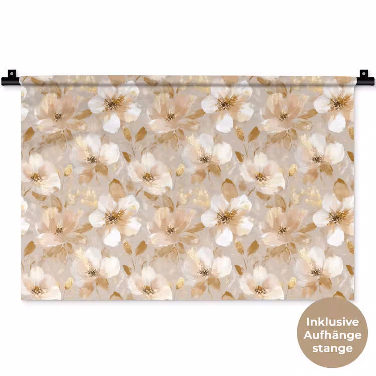 Bloemen - artistiek - Goud Wandkleed katoen klein 269 -t3d_DE