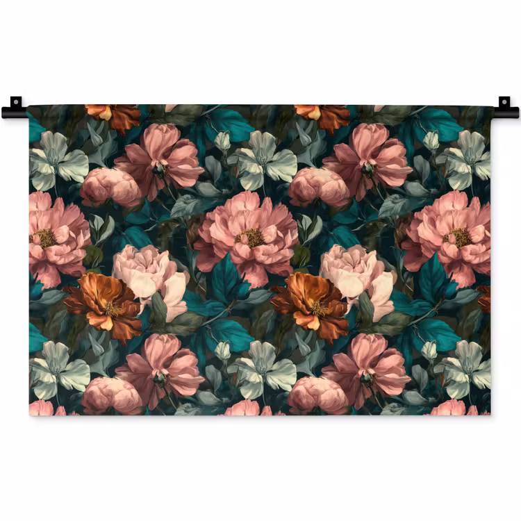 Bloemen - Schilderachtig - Patroon - Roze Wandkleed katoen klein 269 -zz3d