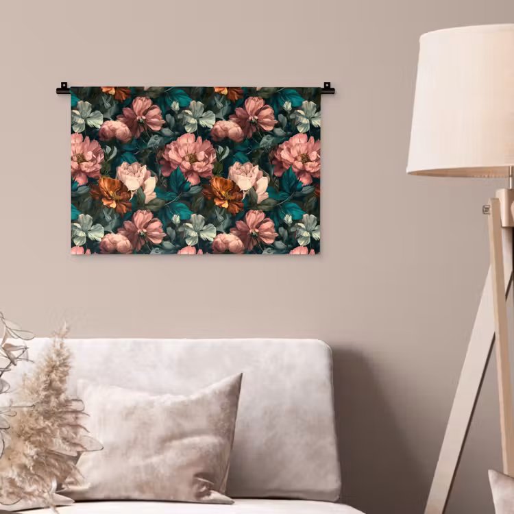 Bloemen - Schilderachtig - Patroon - Roze Wandkleed katoen klein 269 -sfeer4