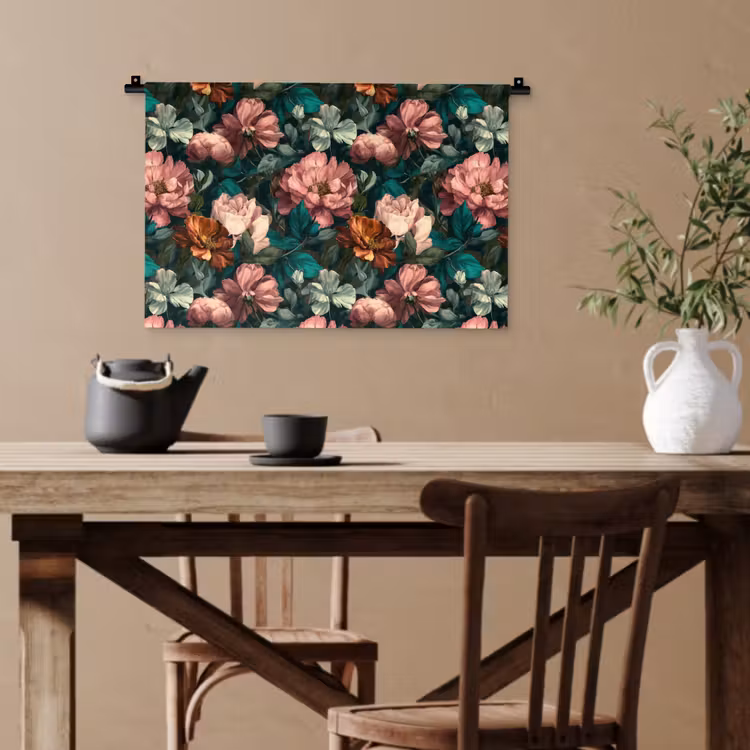 Bloemen - Schilderachtig - Patroon - Roze Wandkleed katoen klein 269 -sfeer6