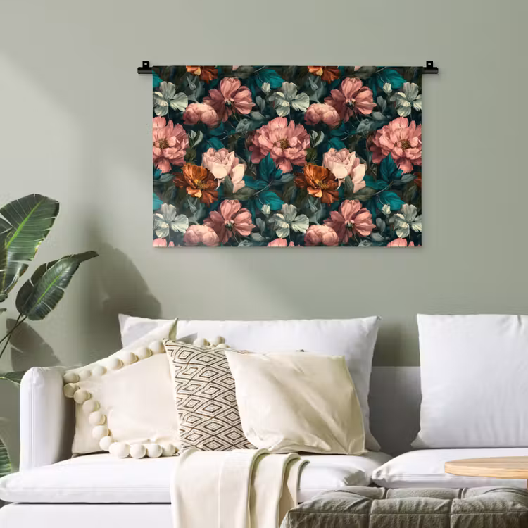 Bloemen - Schilderachtig - Patroon - Roze Wandkleed katoen klein 269 -sfeer7