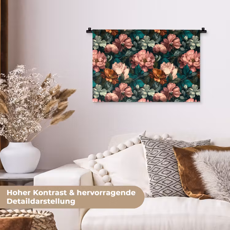 Bloemen - Schilderachtig - Patroon - Roze Wandkleed katoen klein 269 -tsfeer1_DE