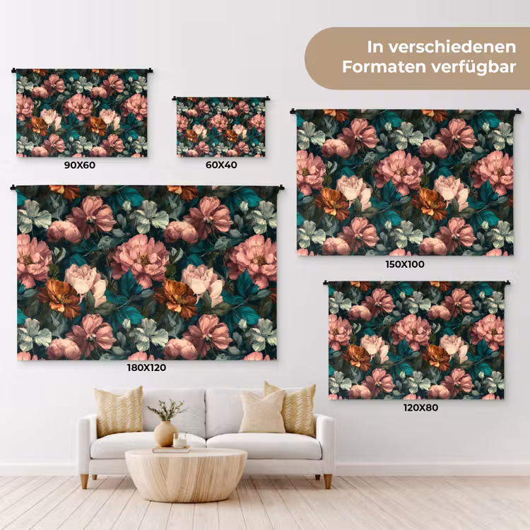 Bloemen - Schilderachtig - Patroon - Roze Wandkleed katoen klein 269 -tsfeer8_DE