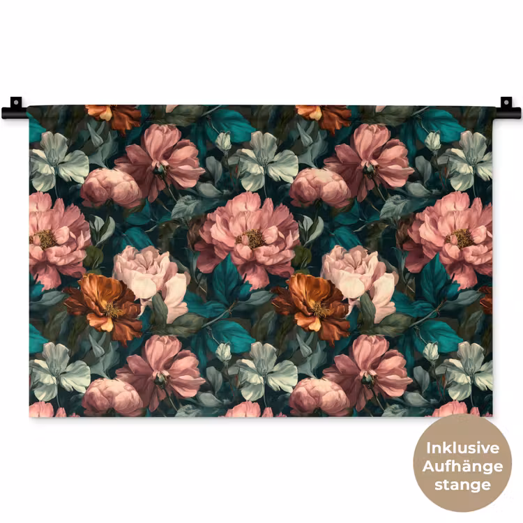 Bloemen - Schilderachtig - Patroon - Roze Wandkleed katoen klein 269 -t3d_DE