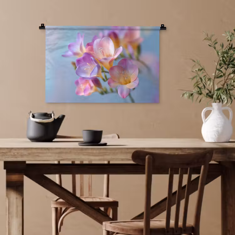 Bloemen - Paars - Overloop - Meeldraden Wandkleed katoen klein -sfeer6