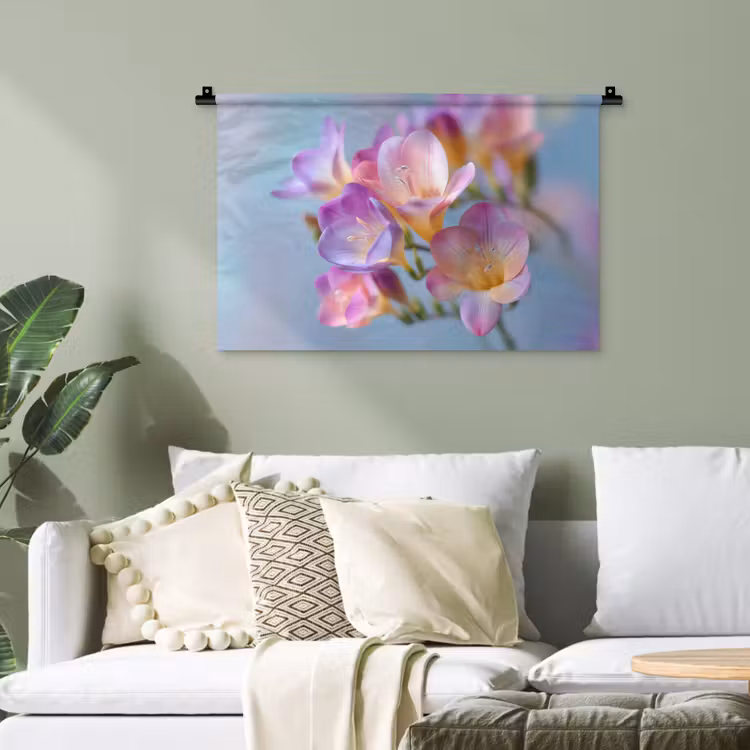 Bloemen - Paars - Overloop - Meeldraden Wandkleed katoen klein -sfeer7