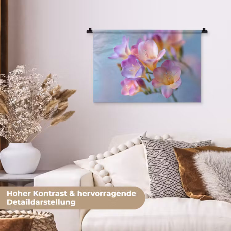 Bloemen - Paars - Overloop - Meeldraden Wandkleed katoen klein -tsfeer1_DE