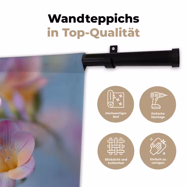 Bloemen - Paars - Overloop - Meeldraden Wandkleed katoen klein -tsfeer2_DE