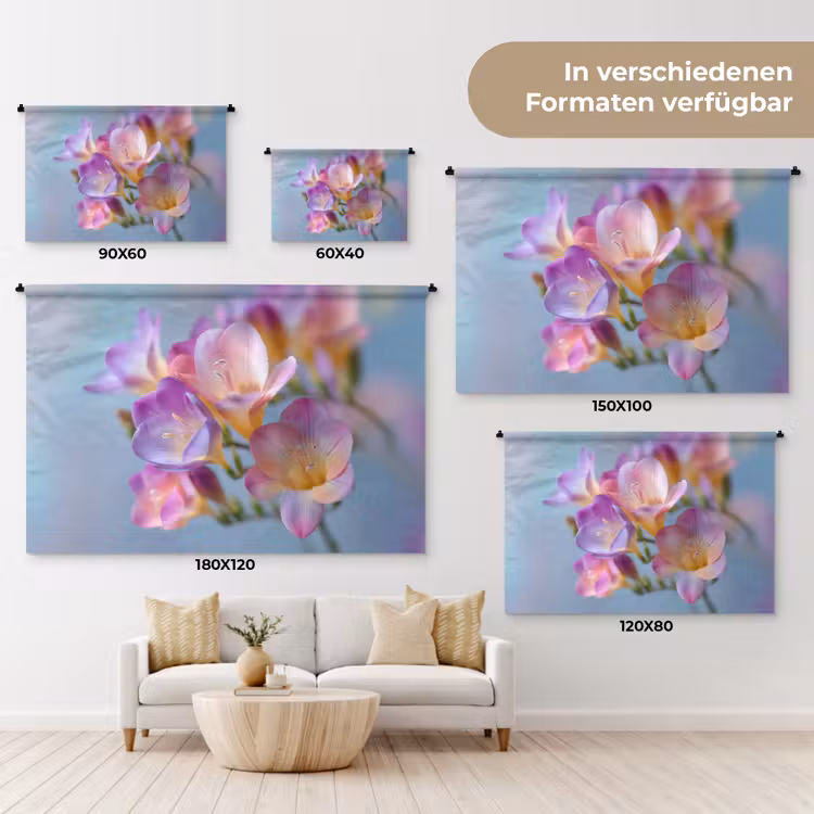 Bloemen - Paars - Overloop - Meeldraden Wandkleed katoen klein -tsfeer8_DE
