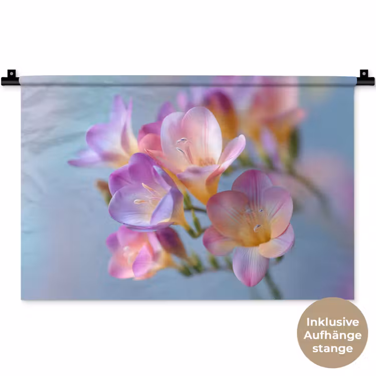 Bloemen - Paars - Overloop - Meeldraden Wandkleed katoen klein -t3d_DE