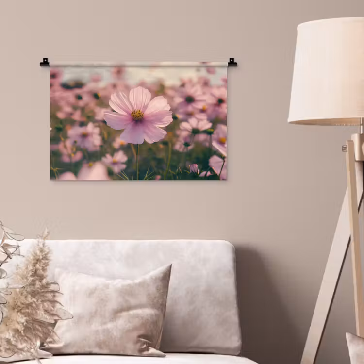 Bloemen - Paars - Wazig Wandkleed katoen klein -sfeer4