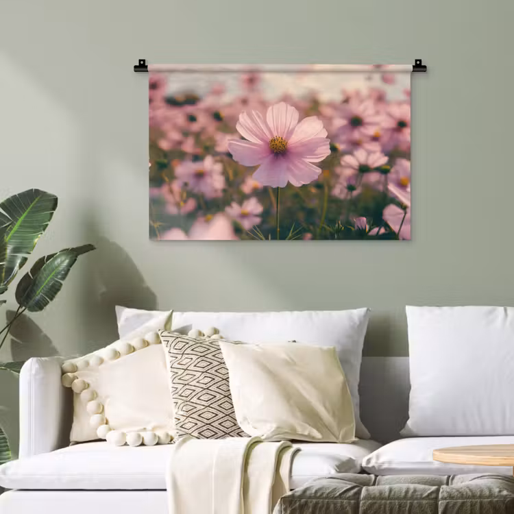 Bloemen - Paars - Wazig Wandkleed katoen klein -sfeer7