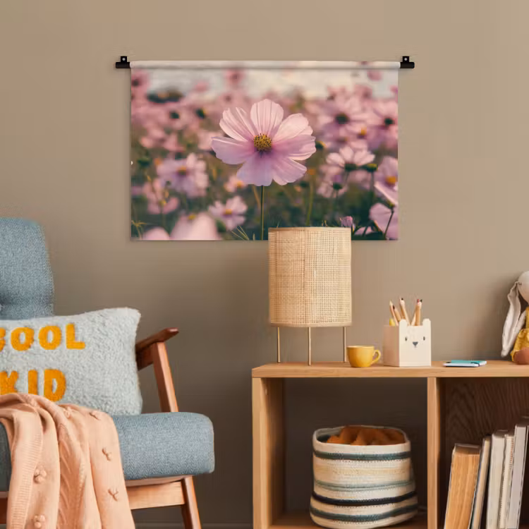 Bloemen - Paars - Wazig Wandkleed katoen klein -wsfeer4_kind
