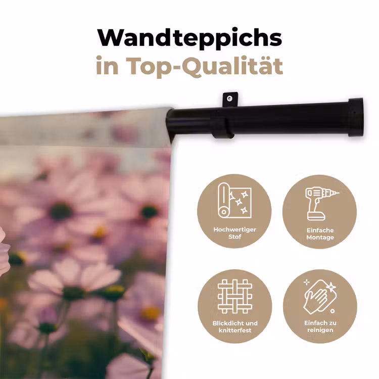 Bloemen - Paars - Wazig Wandkleed katoen klein -tsfeer2_DE