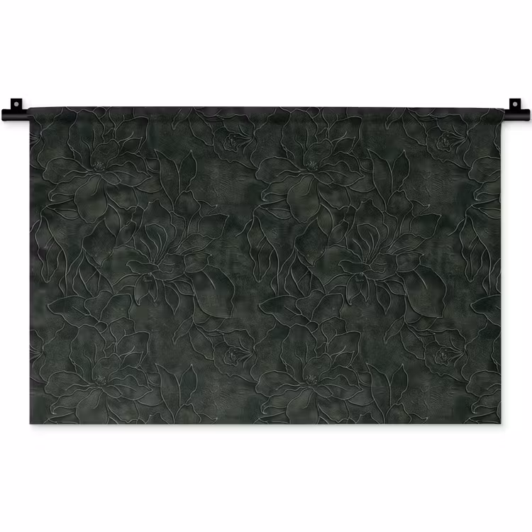 Bloemen - Lijnen - Groen Wandkleed katoen klein 269 -zz3d