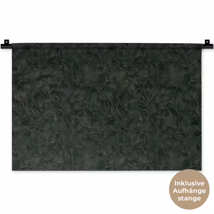 Bloemen - Lijnen - Groen Wandkleed katoen klein 269 -t3d_DE