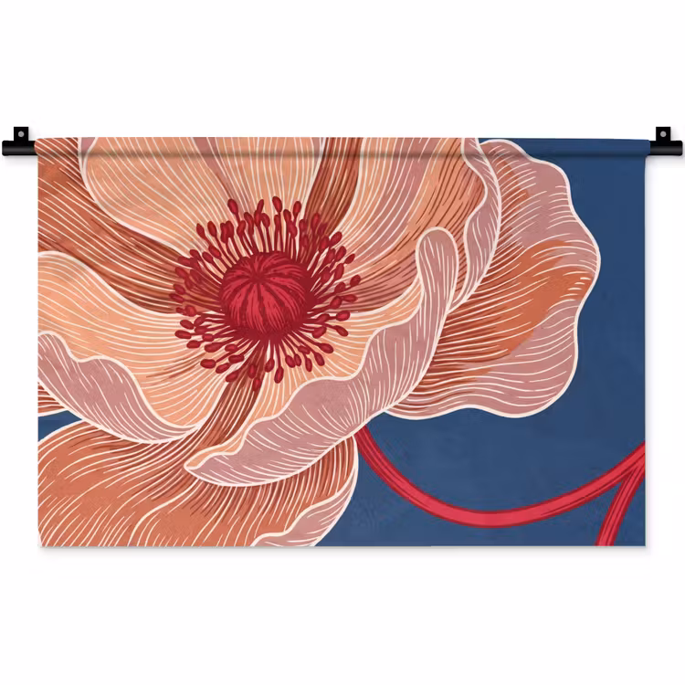 Wandteppich - Blumen – Modern – Abstrakt - Bloemen - Modern - Abstract Wandkleed katoen klein