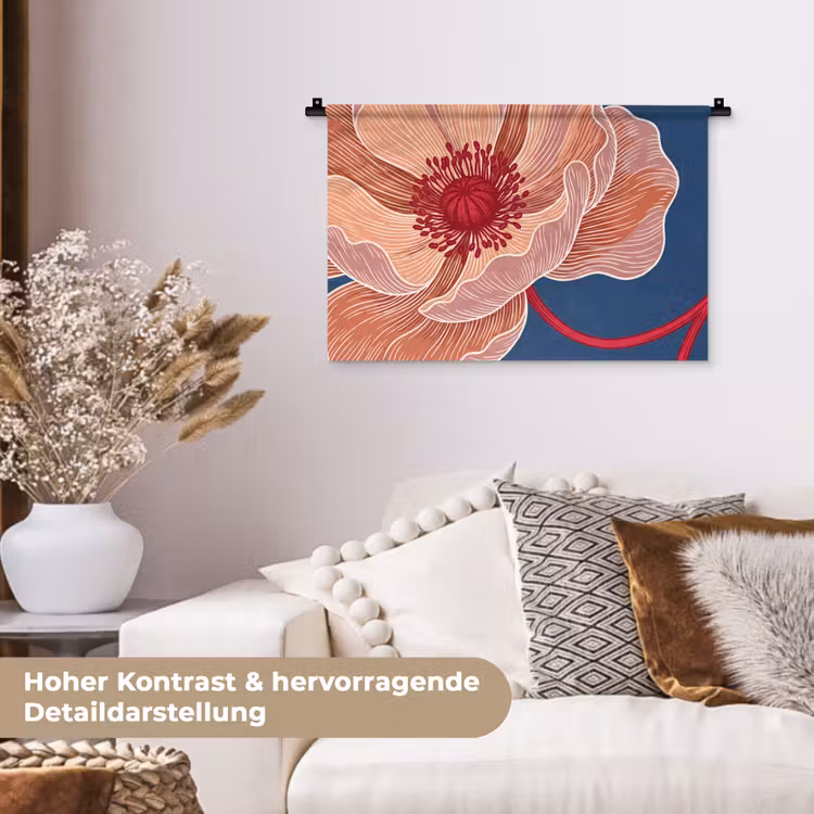 Wandteppich - Blumen – Modern – Abstrakt - Bloemen - Modern - Abstract Wandkleed katoen klein