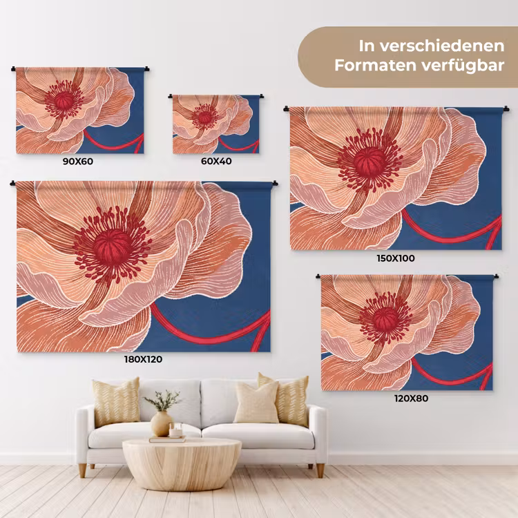 Wandteppich - Blumen – Modern – Abstrakt - Bloemen - Modern - Abstract Wandkleed katoen klein