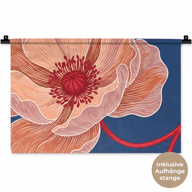 Wandteppich - Blumen – Modern – Abstrakt - Bloemen - Modern - Abstract Wandkleed katoen klein