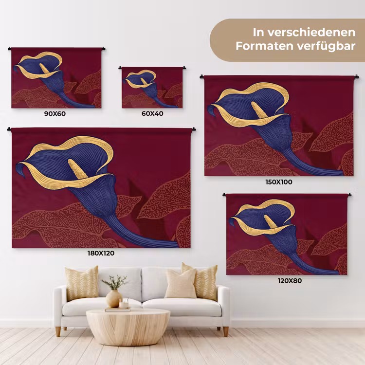 Wandteppich - Blumen – Modern – Lila - Bloemen - Modern - Paars Wandkleed katoen klein