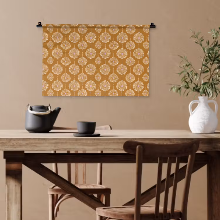 Bloemen - Modern - Oker Wandkleed katoen klein 269 -sfeer6