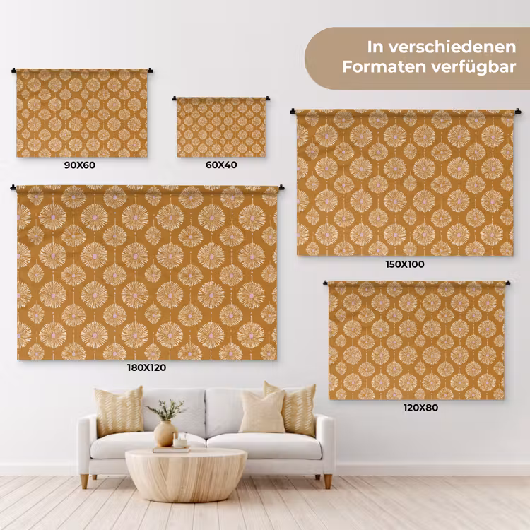 Bloemen - Modern - Oker Wandkleed katoen klein 269 -tsfeer8_DE