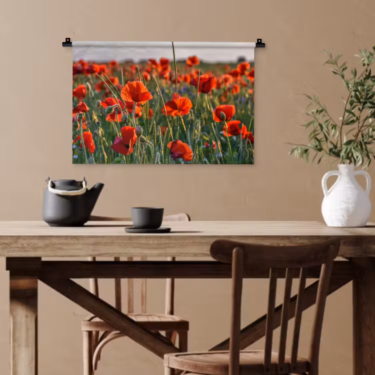 Bloemen - Klaprozen - Natuur - Rood Wandkleed katoen klein -sfeer6